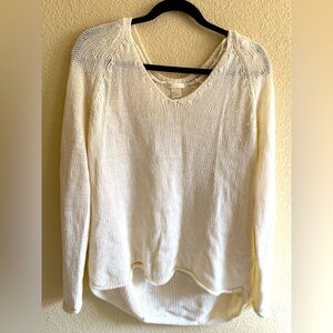 Off White Knit V-Neck Sweater